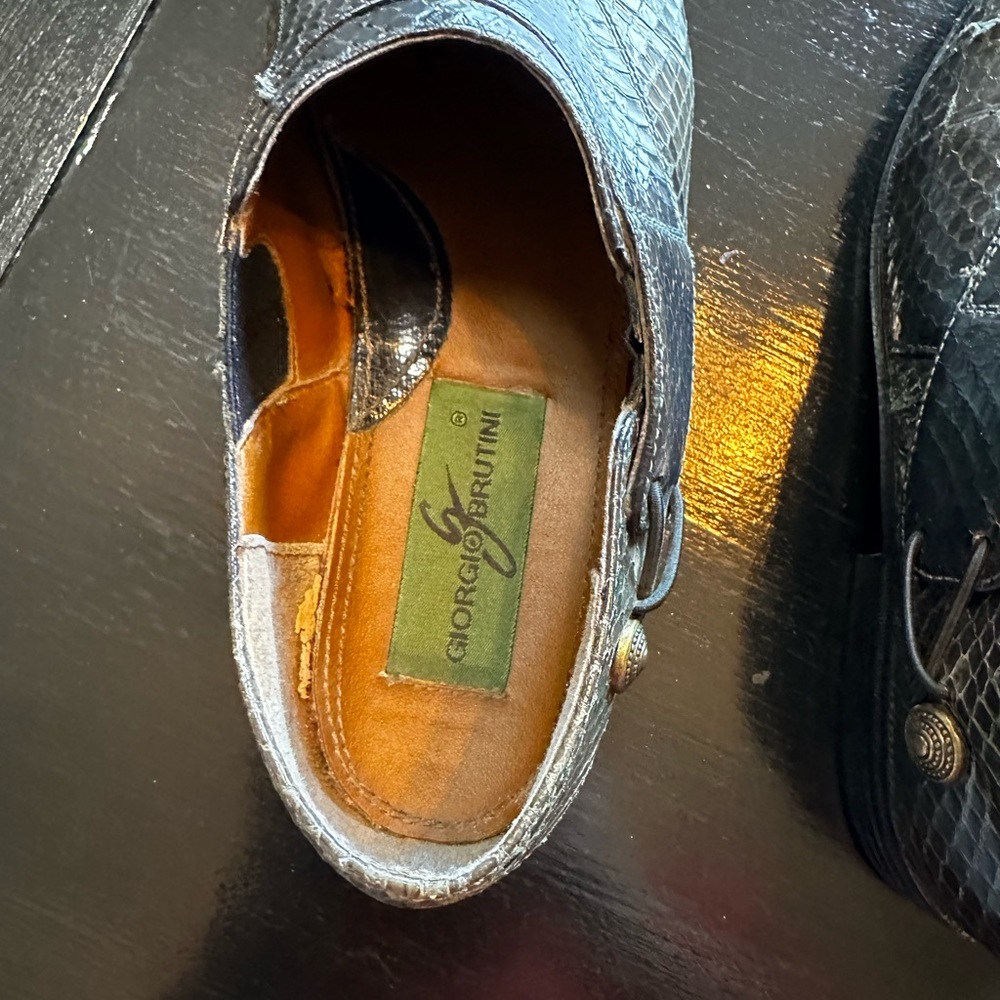 Vintage Giorgio Brutini 8 1/2 Green Genuine Snakeskin Shoes - Picture 8 of 15